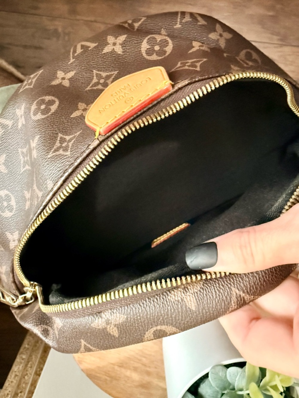 (Twin) Louis Vuitton Brown Monogram Bum Bag with Gold Hardware